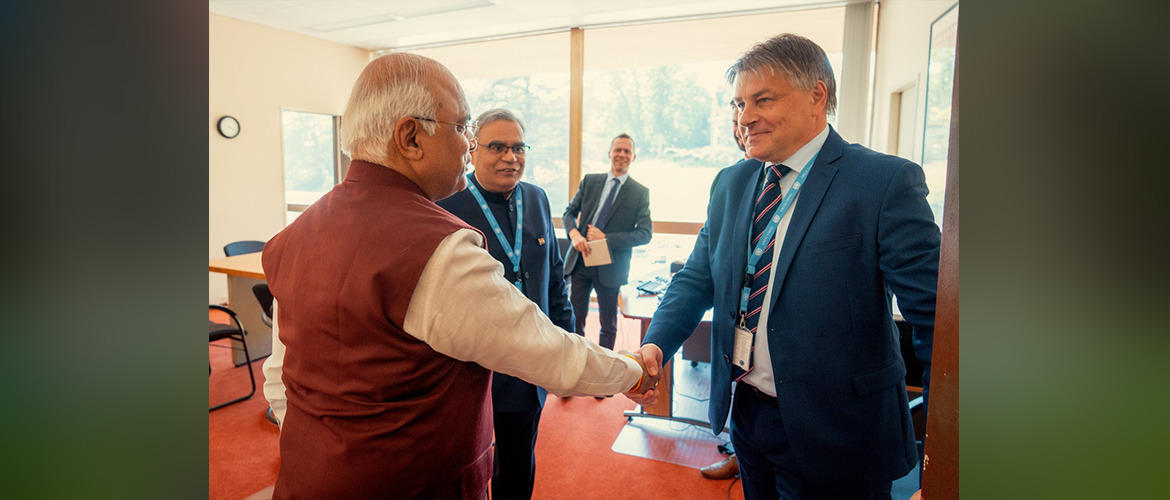  Dr. Vinay Sahasrabuddhe, President, ICCR meeting H.E. Mr.  Václav Bálek, President, UN Human Rights Council in the presence of Amb. Indra Mani Pandey, PR of India to the UN and other IOs at Palais des Nations