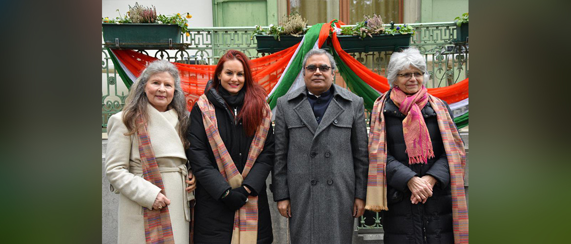 Honouring of Indologists – Ms. Sofia Stril-Rever, Ms. Priscilla Brulhart ‘Gauri’ and Ms. Mary-Francoise Bisson, honoured by Amb. Indra Mani Pandey, PR of India to the UN and other IOs on the occasion of celebration of 74th Republic Day of India at India House