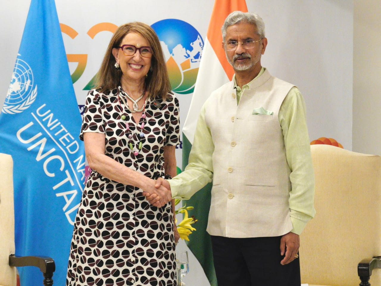  H.E. Ms. Rebeca Grynspan, Secretary-General, UNCTAD met with H.E. Mr. S. Jaishankar, External Affairs Minister of India on 11 June 2023 during SG's visit to India