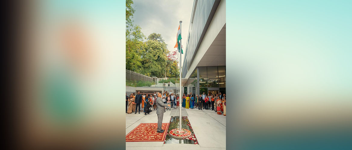  Flag hoisting by Amb. Indra Mani Pandey, PR of India to the UN and other IOs on the occasion of 77th Independence Day of India  