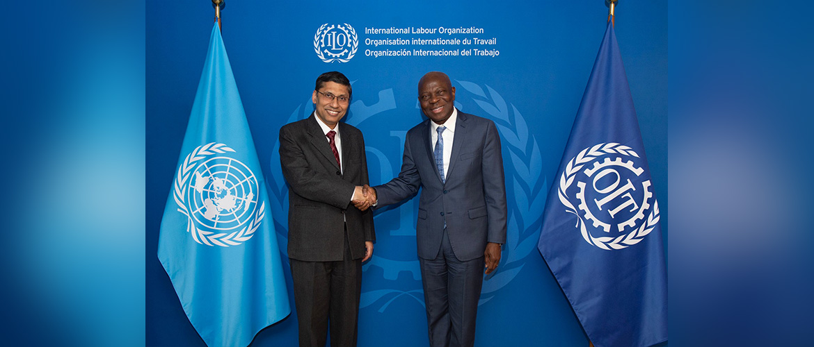  H.E. Mr. Arindam Bagchi, Permanent Representative of India to the United Nations and other International Organizations in Geneva met H.E. Mr.Gilbert F. Houngbo, Director General, ILO and discussed strengthening India’s collaboration with ILO in focus areas of global skill gaps mapping, social security for migrant workers & emerging technologies.