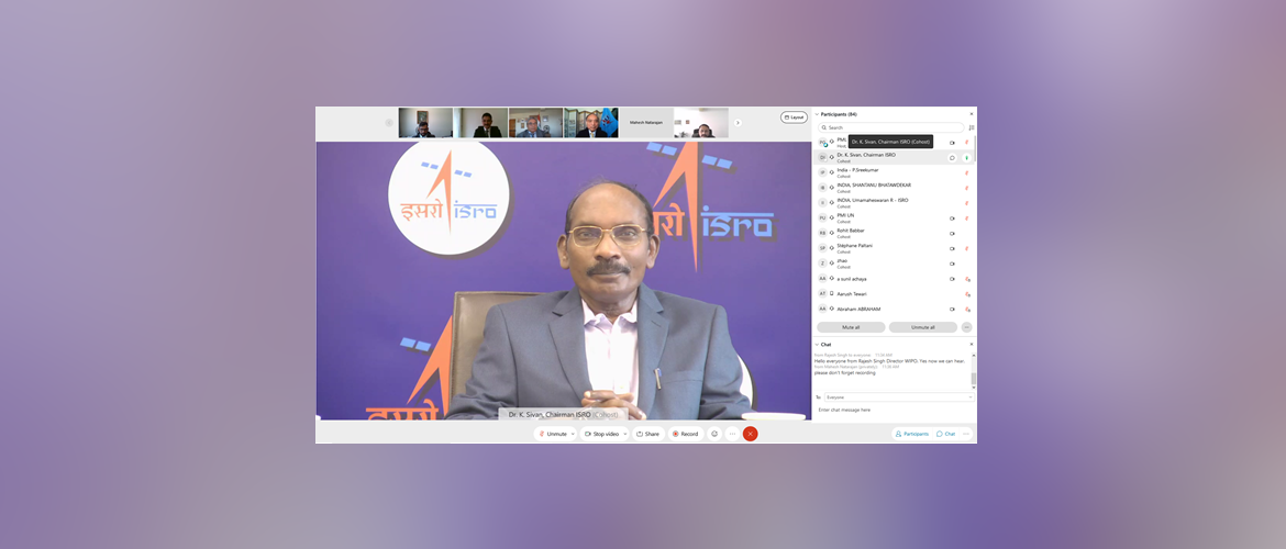  Dr. K. Sivan delivering the Key Note Address during the virtual event on India's Space Program for India@75, 22 April 2021