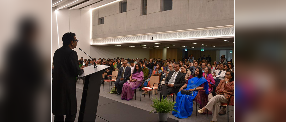  World renowned Indian music composer, singer, song-writer, music producer, multi-instrumentalist and philanthropist A. R. Rahman addressing over 300 members of the Indian community in Geneva